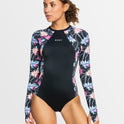 Womens Roxy Active Ls Onesie Bck Zip Rashguard