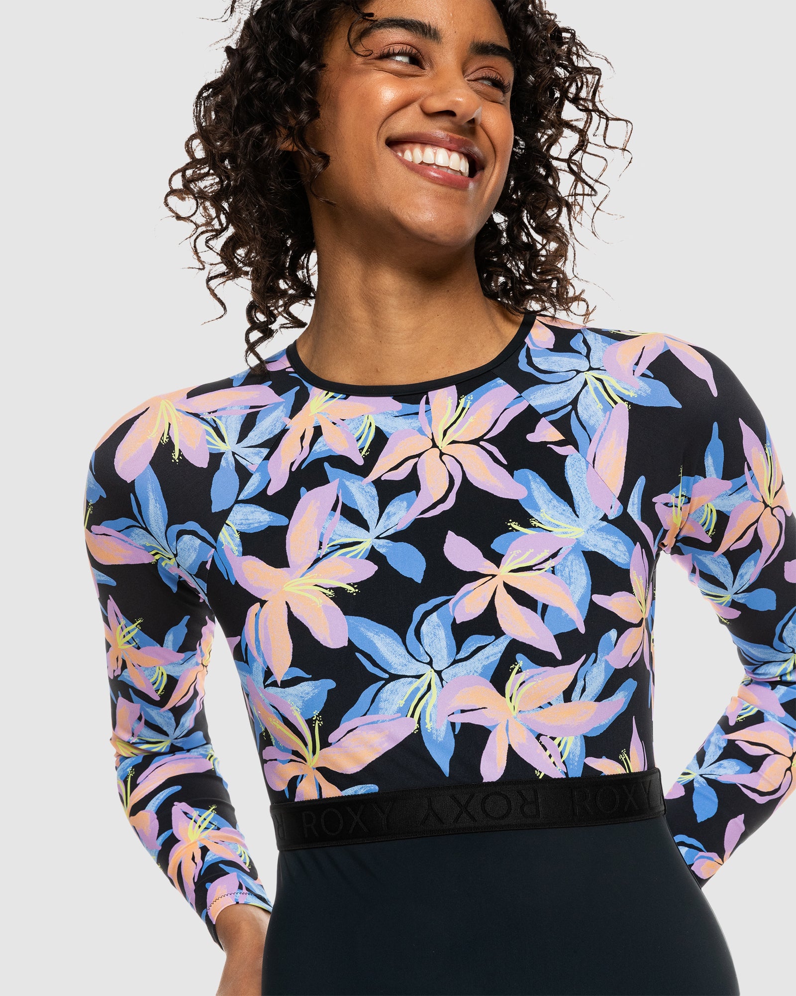 Womens Roxy Active Long Sleeve One Piece Swimsuit