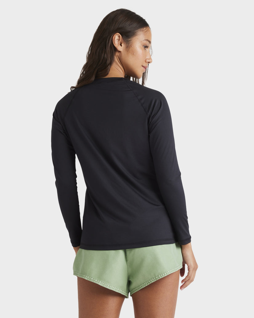 Womens Essentials Long Sleeve Lycra Rash Vest - ANTHRACITE | Roxy