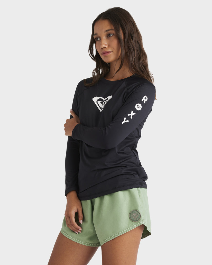 Womens Essentials Long Sleeve Lycra Rash Vest - ANTHRACITE | Roxy