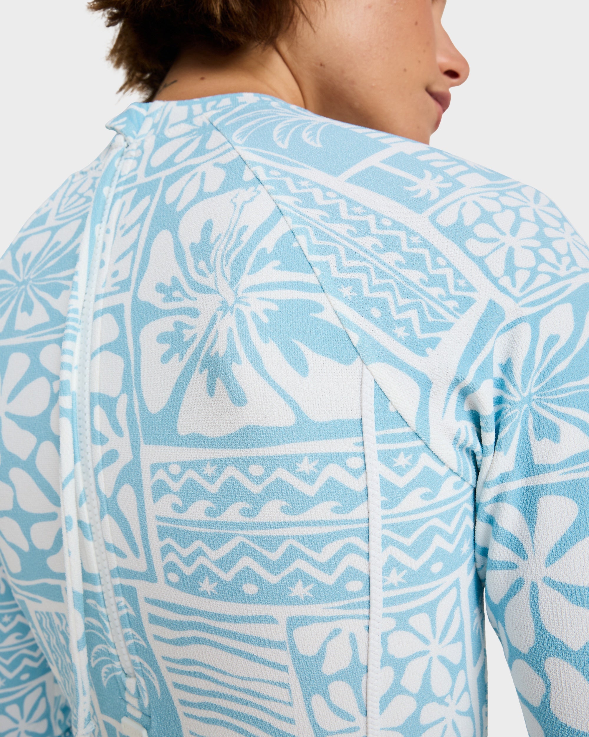 Womens Flowers Wave Long Sleeve Onesie Rash Vest