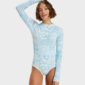 Womens Flowers Wave Long Sleeve Onesie Rash Vest