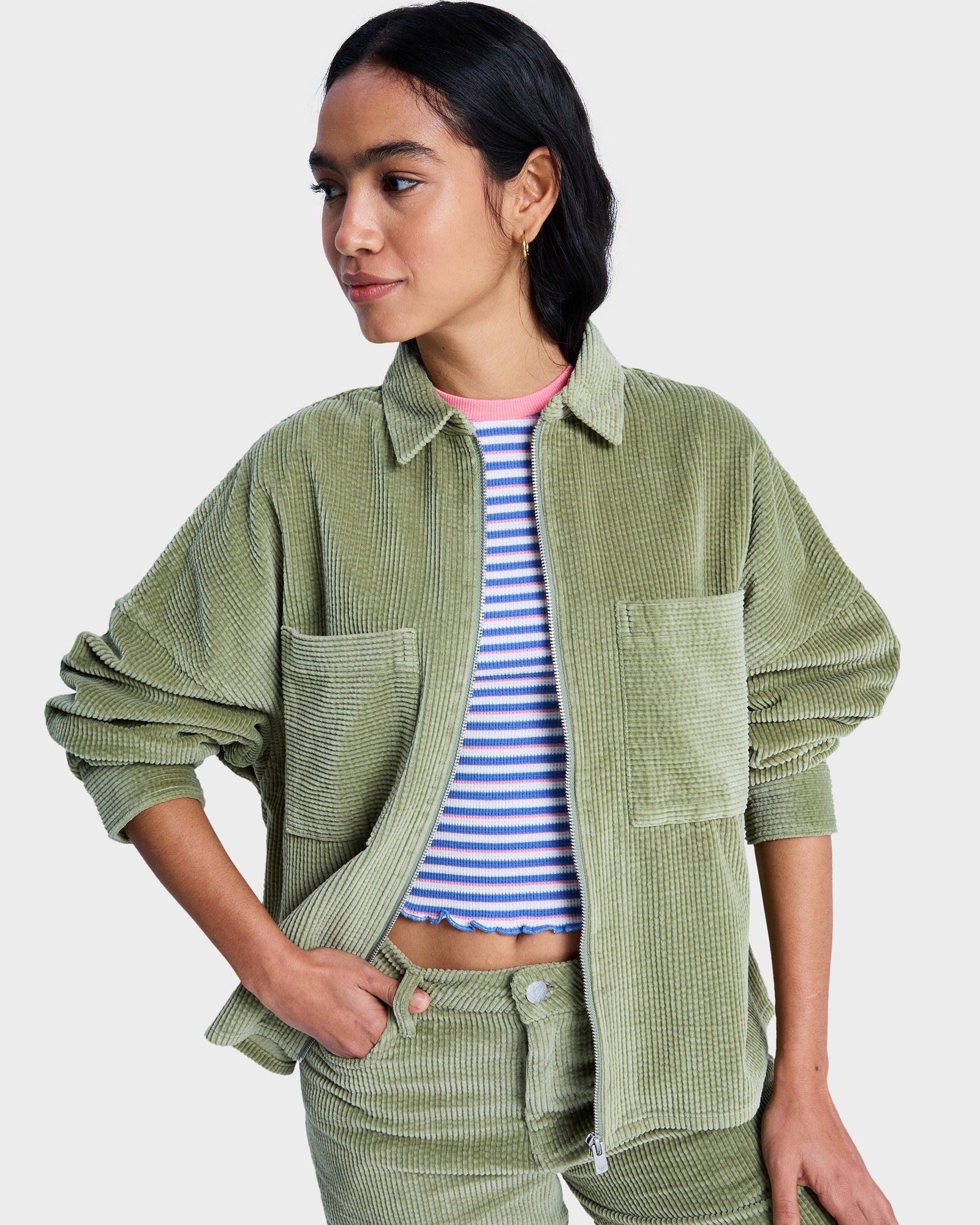 Womens Chilled Out Washed Cord Long Sleeve Shirt