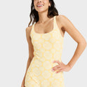 Womens Tropical Tile Boyleg One Piece Swimsuit