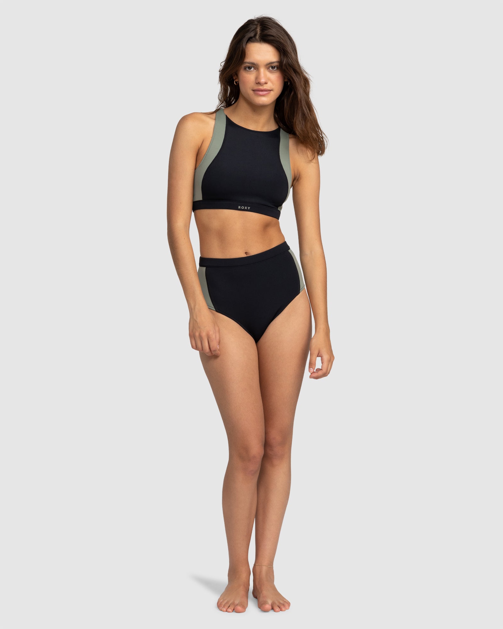 Womens Roxy Pro Wave Crop Top Bikini Top
