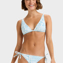Womens Flowers Wave Elongated Tiki Tri Bikini Top