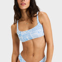 Womens Flowers Wave Bralette Bikini Top