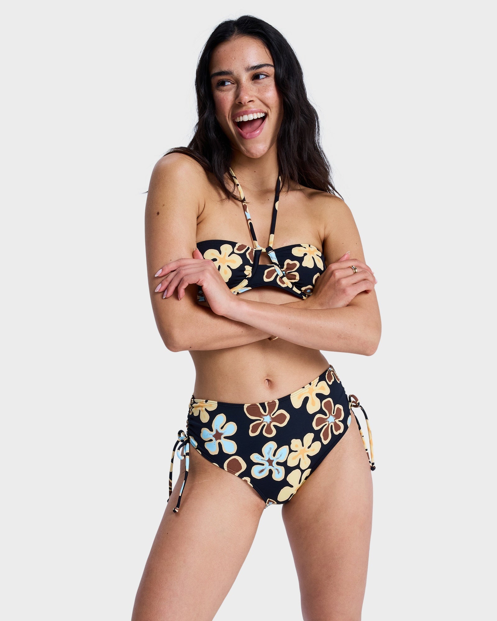 Womens Nostalgic Feel Mid Waist Clessic Bikini Bottom