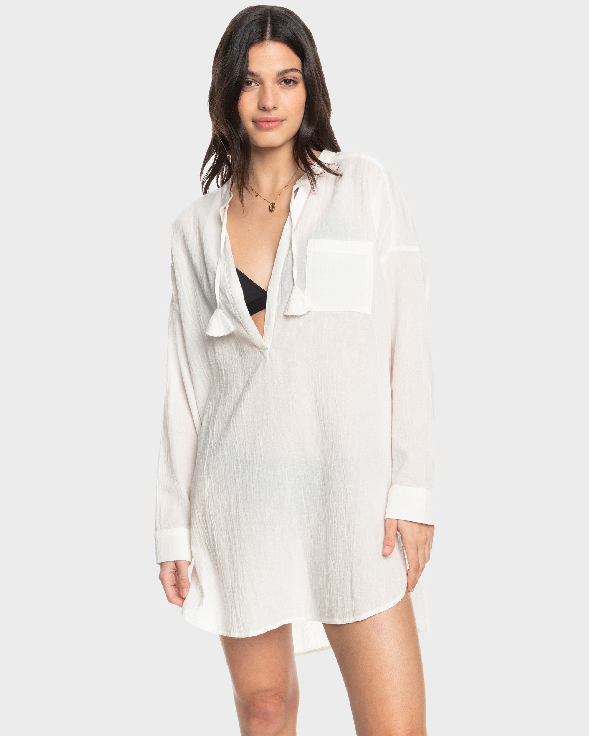 Womens Shoreline Lights Long Sleeve Shirt Dress