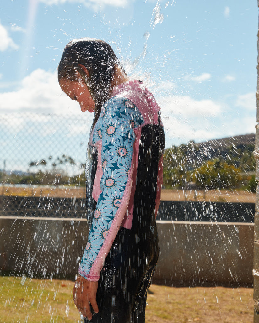 Girls 2-7 3/2mm Prologue Back Zip Wetsuit - CRYSTAL TEAL SOL FLOWER | Roxy