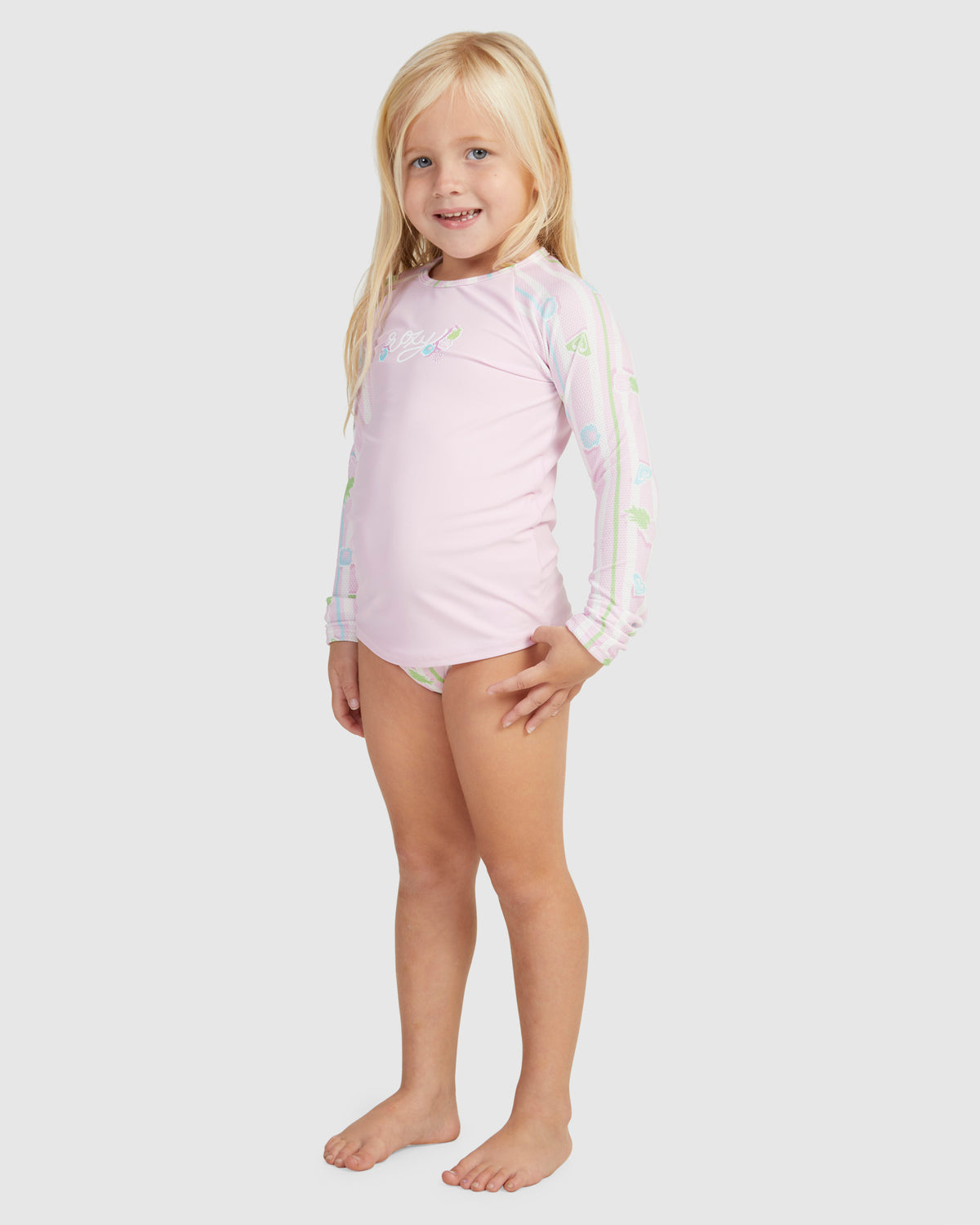 Girls Pineapple Line Ls Lycra Set Rashguard