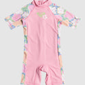 Girls 2-7 Tiny Flower Short Sleeve One-Piece Rash Vest