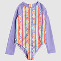 Girls 2-7 Rainbow Bay Stripe Onesie Long Sleeve Rash Vest