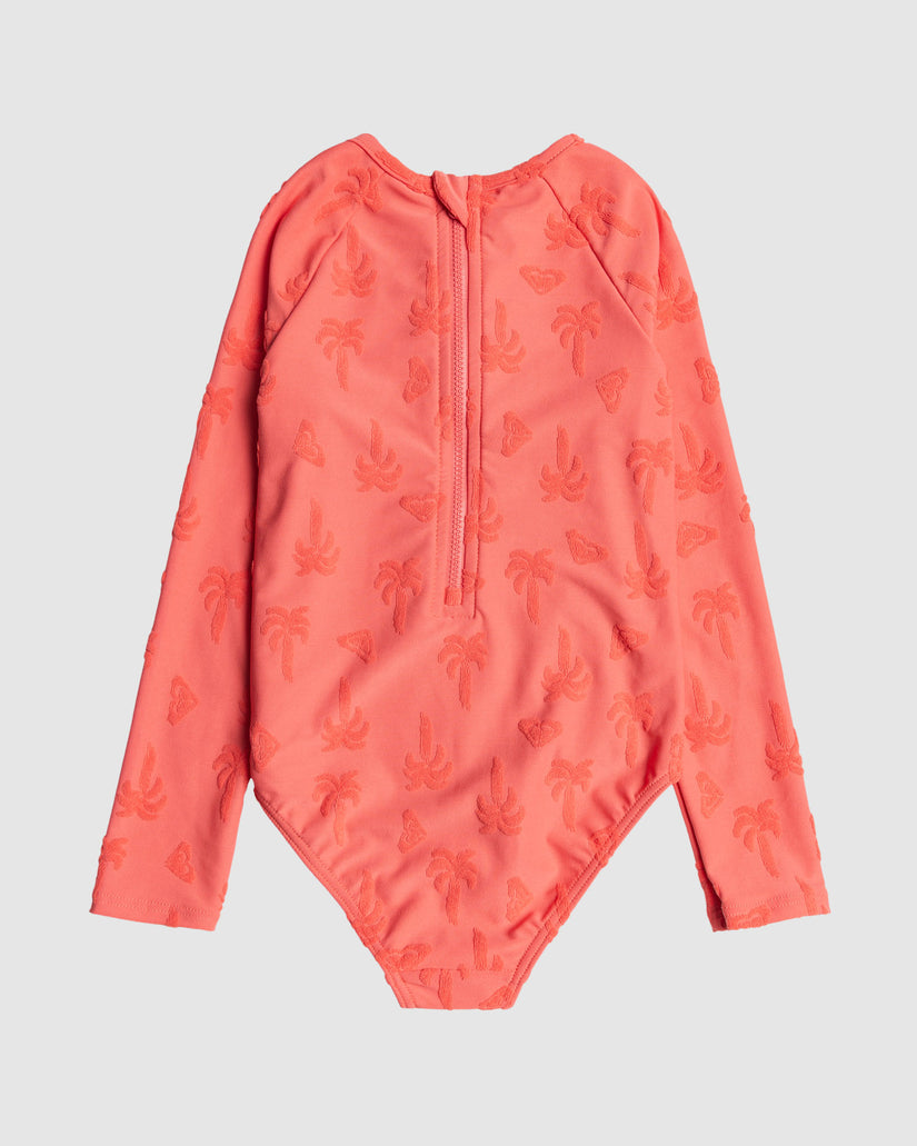 Girls 2-7 Palm Tree Onesie Long Sleeve Rash Vest
