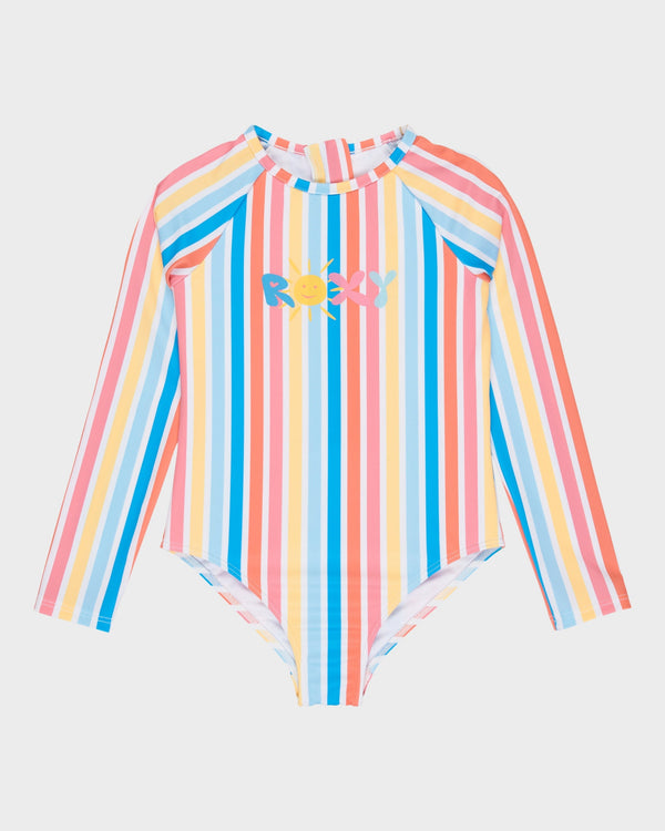 Girls 8-16 Holly Stripe Long Sleeve Onesie Rash Vest