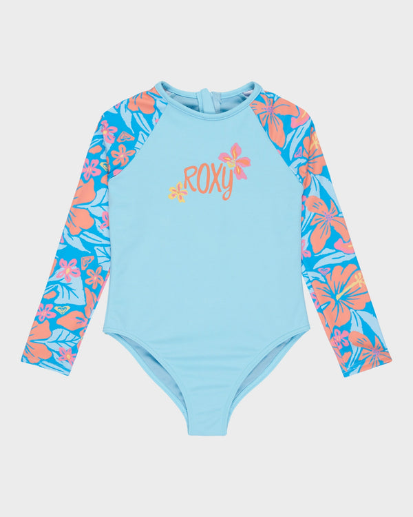 Girls 2-7 Hibiscus Hugs Long Sleeve Onesie Rash Vest