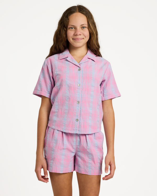 Girls 8-16 Phoebe Check Woven Shorts