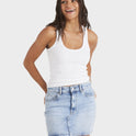 Womens Shine Denim Mini Skirt