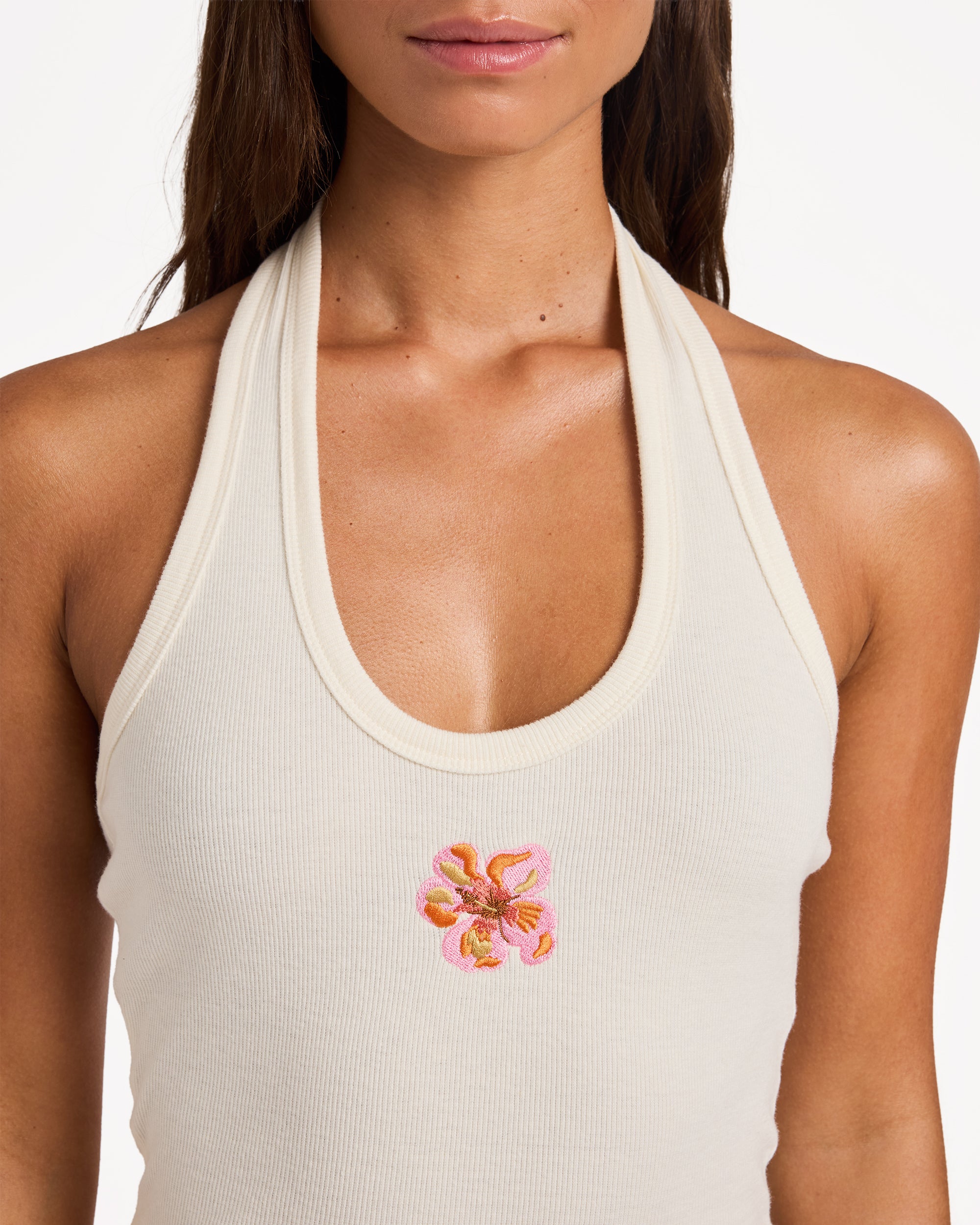 Womens Hibiscus Halter Tank Top