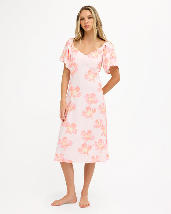 Womens Floral Rain Midi Dress