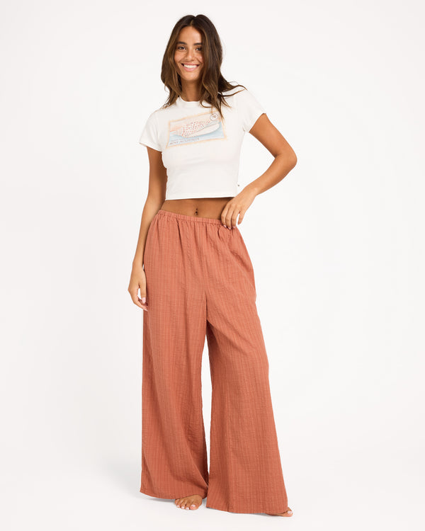 Womens Costa Check Elastic Waist Pants
