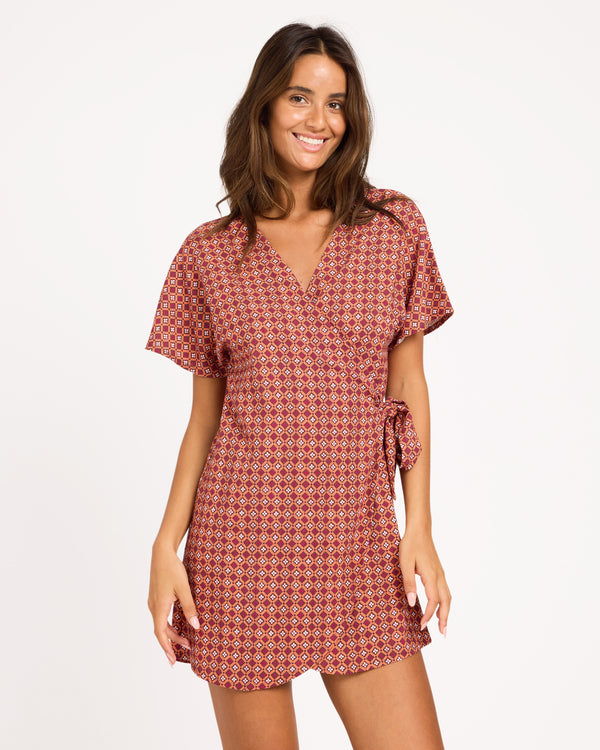 Womens Aurora Wrap Mini Dress