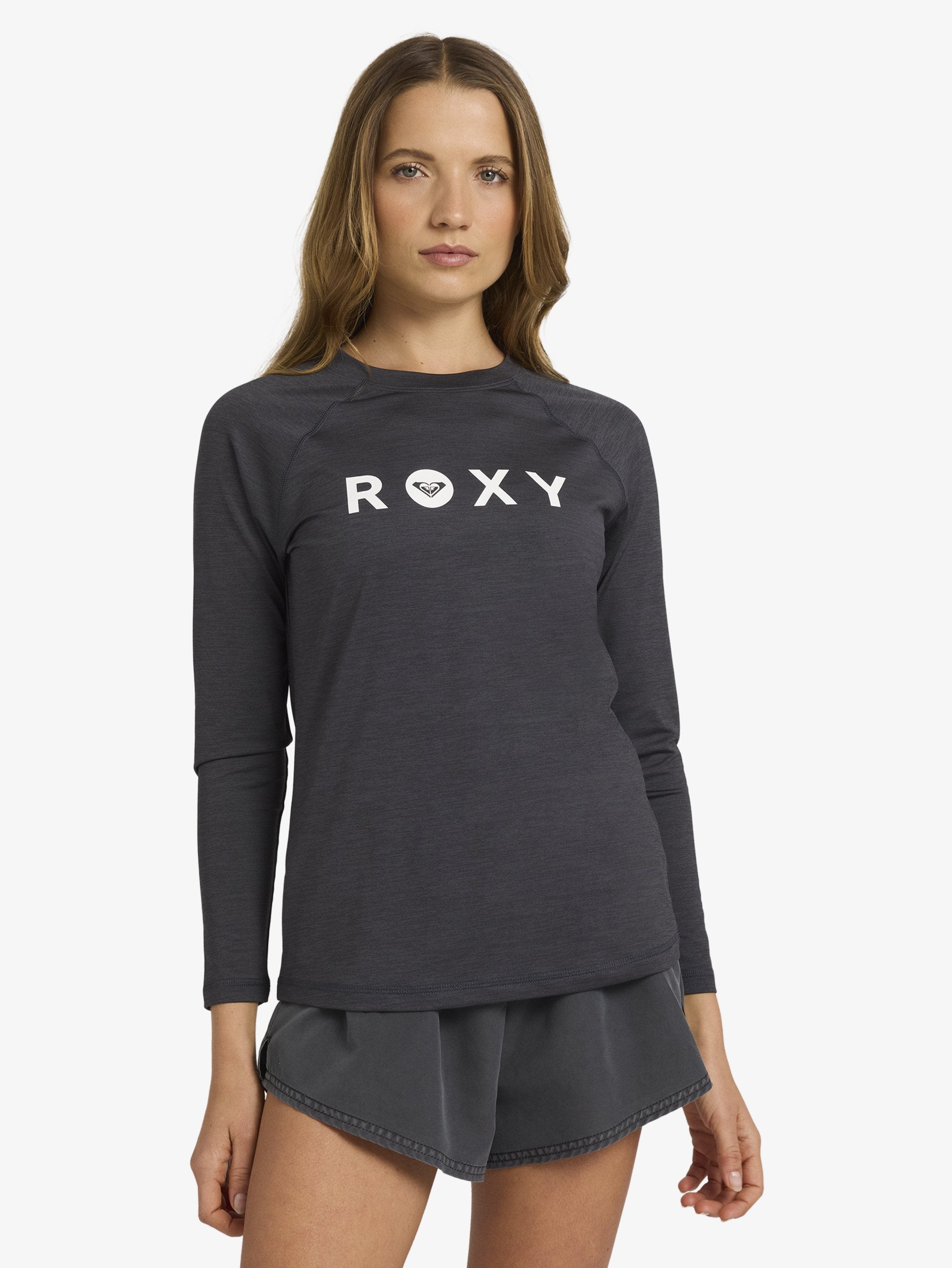 Womens Essentials Lycra Long Sleeve Rash Vest - ANTHRACITE | Roxy
