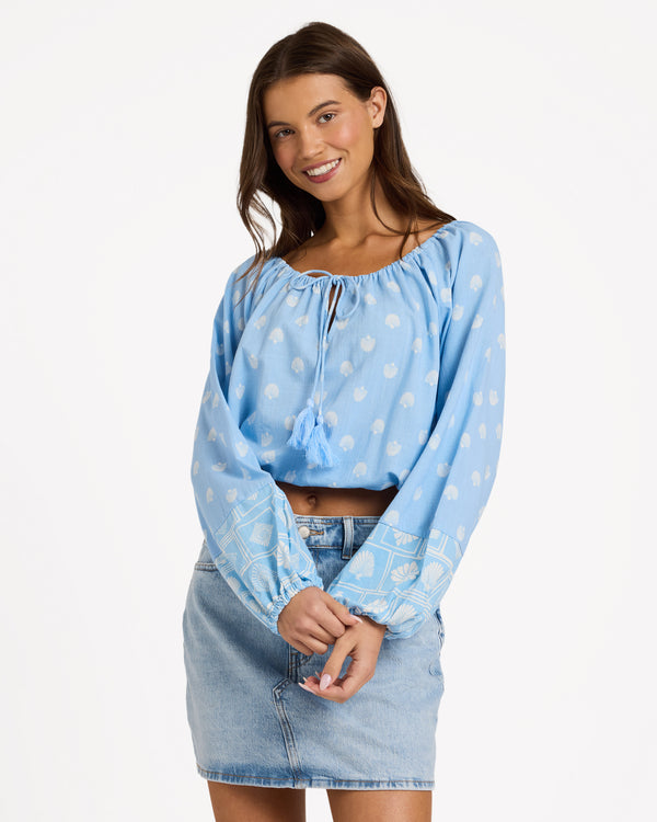 Womens Cactus Flower Long Sleeve Top