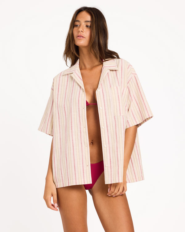 Womens Carter Striped Short Sleeve Shirt