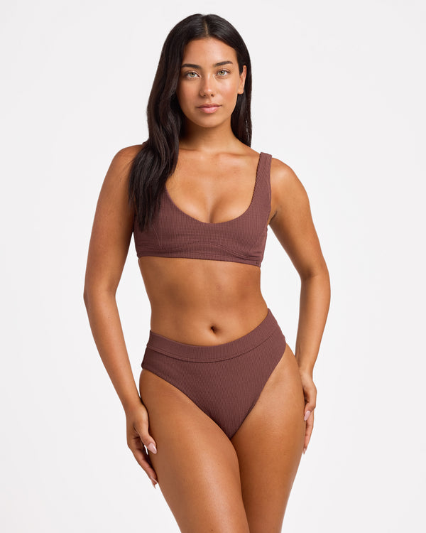 Womens Roxy Love Bikini Mid Wasit High Leg Bikini Bottom